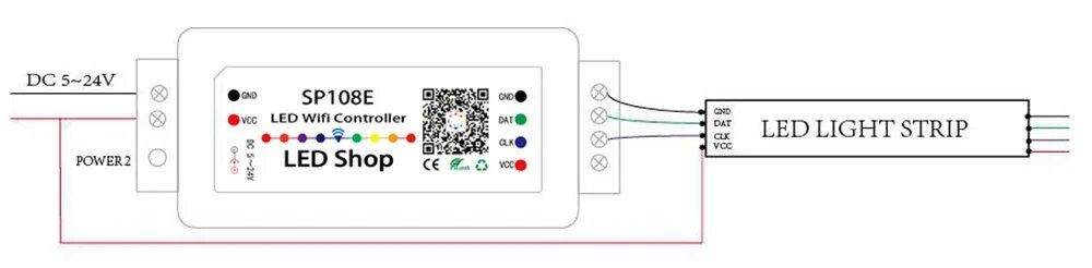 Подключение контроллера к телефону Волшебный Wifi светодиодный Управление; SP108E RGB пикселей светодиодный полосы 