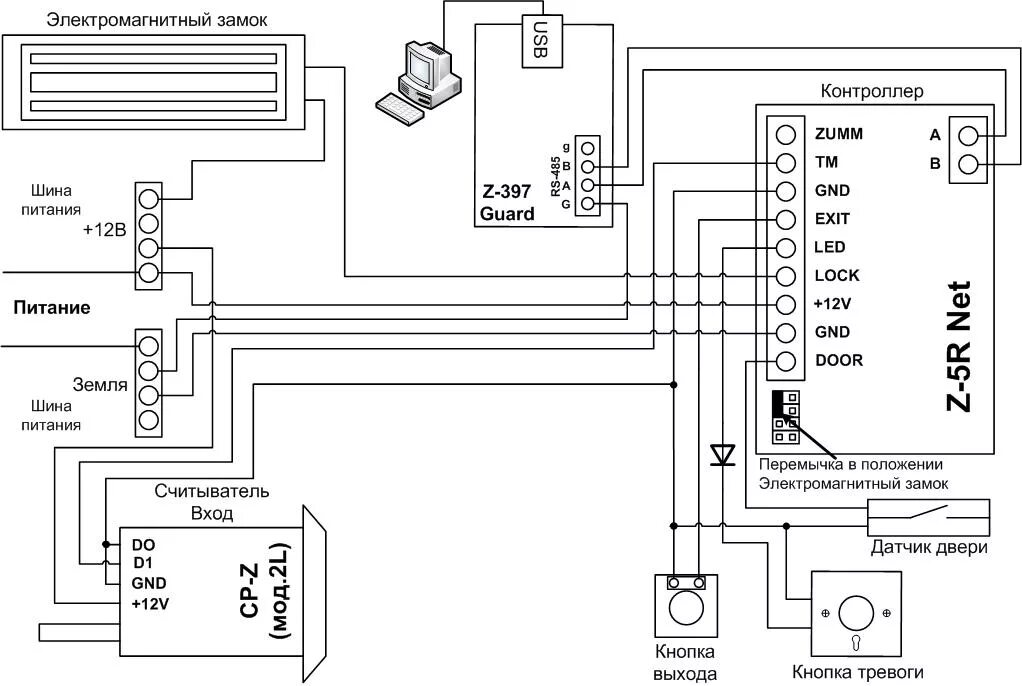 Подключение контроллера магнитного замка Типовые решения / Обучение