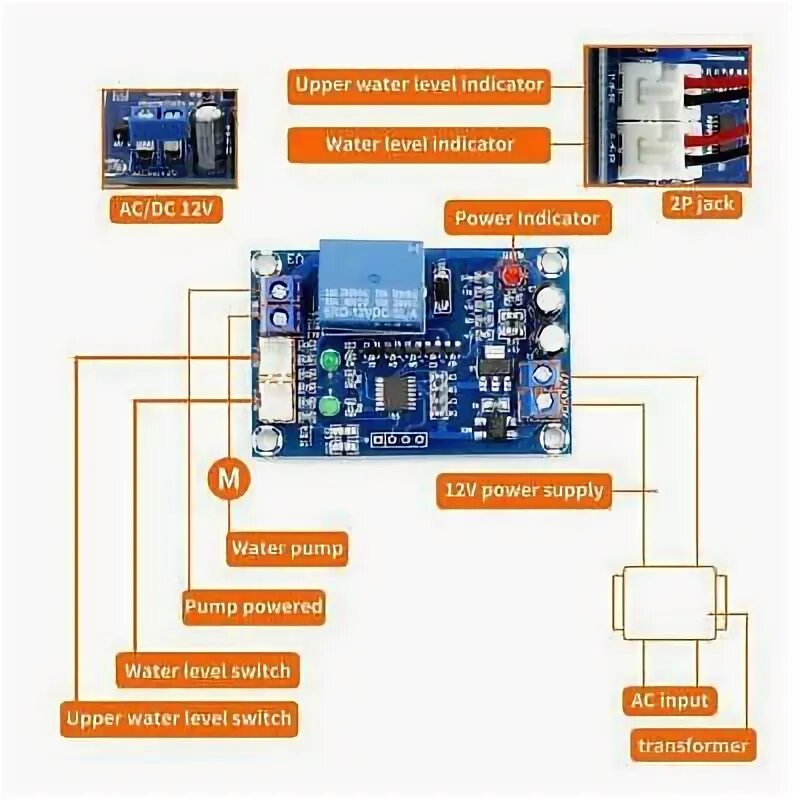 Подключение контроллера уровня воды Полностью автоматический уровень воды контроллер уровня жидкости обнаружения дат