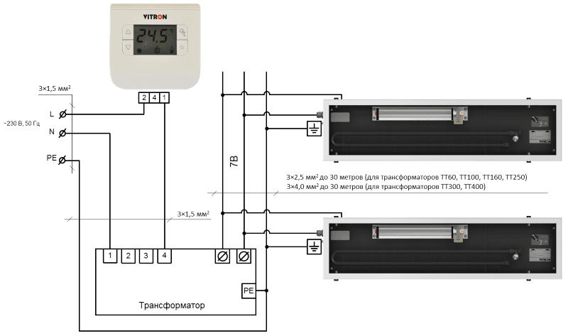 Подключение конвектора отопления электрического Схемы подключения конвекторов VITRON