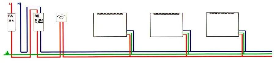 Подключение конвекторов через терморегулятор Схема подключения конвекторов