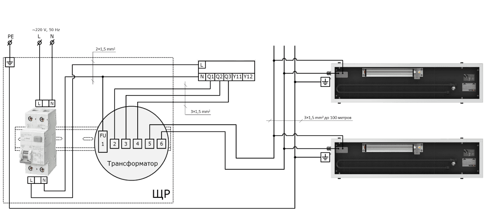 Подключение конвекторов через терморегулятор Схемы подключения конвекторов VITRON