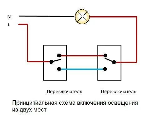 Подключение коридорного выключатель Включение выключение света с двух выключателей