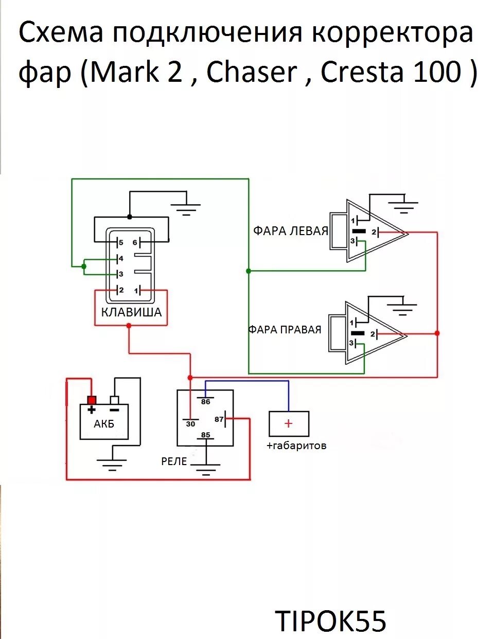 Подключение корректора фар газель Корректор фар (подключение) - Toyota Mark II (100), 2 л, 1997 года электроника D