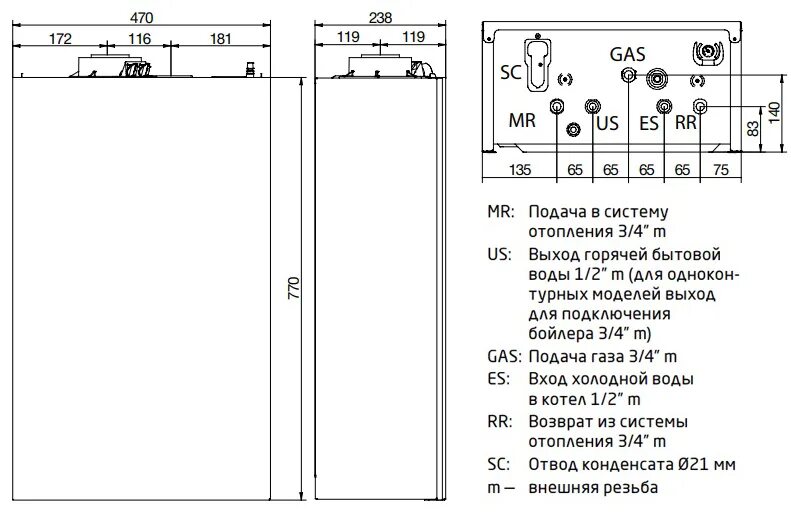 Подключение котла baxi luna 3 Котел газовый настенный BAXI LUNA Duo-tec IN+ 1.24 GA настенный конденсационный 