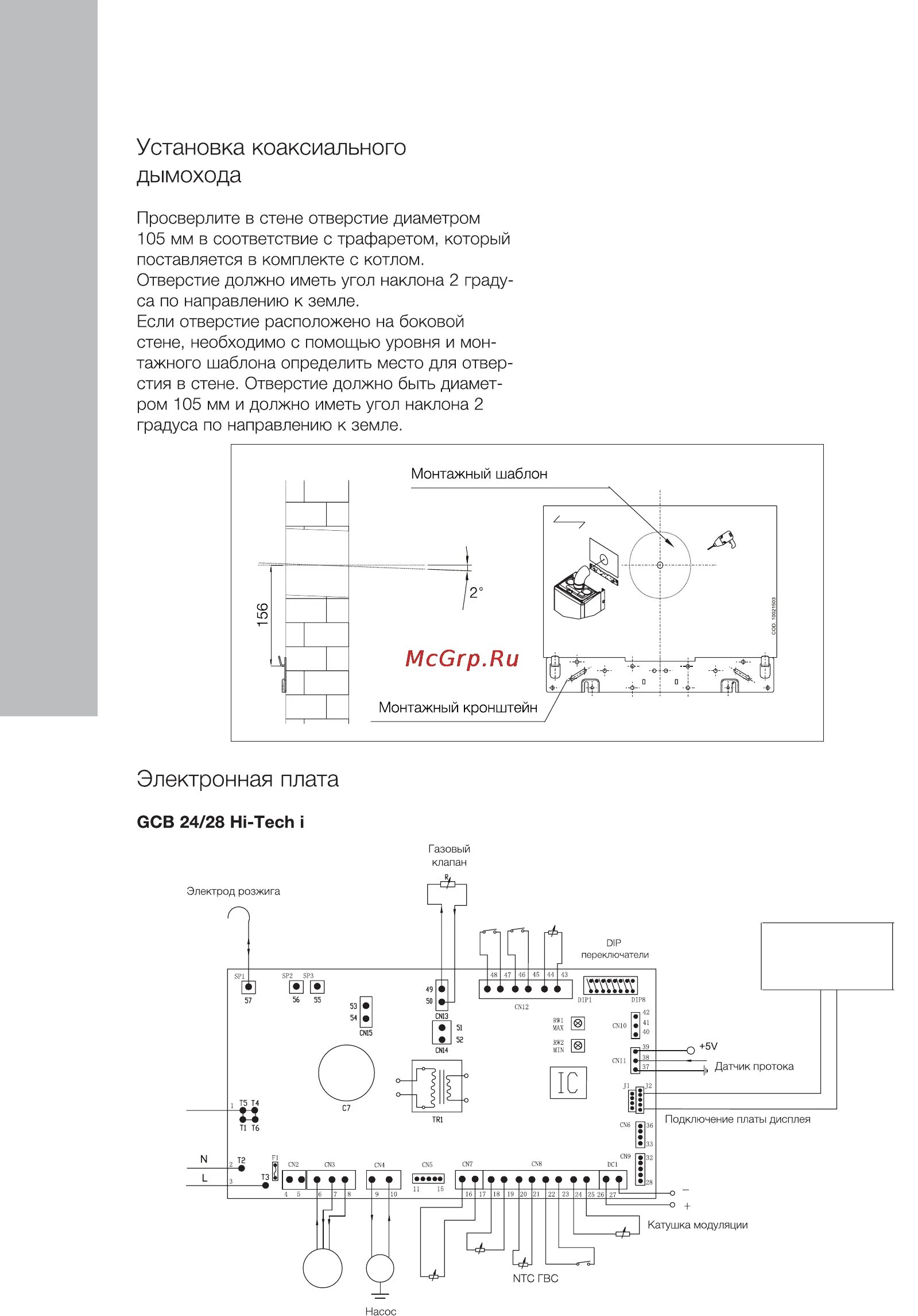 Подключение котла электролюкс Electrolux GCB 24 Hi-Tech i 24/32 Установка коаксиального дымохода