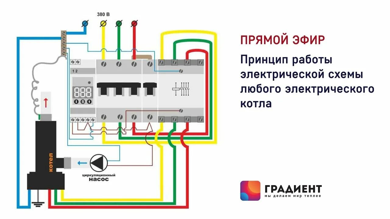 Подключение котла градиент Принцип работы электрической схемы электрокотла. - YouTube