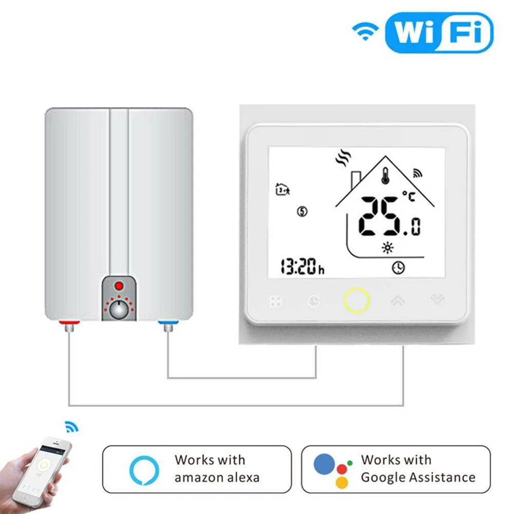 Подключение котла к вай фай WiFi Smart Thermostat Temperature Controller Works with Alexa Google Home купить