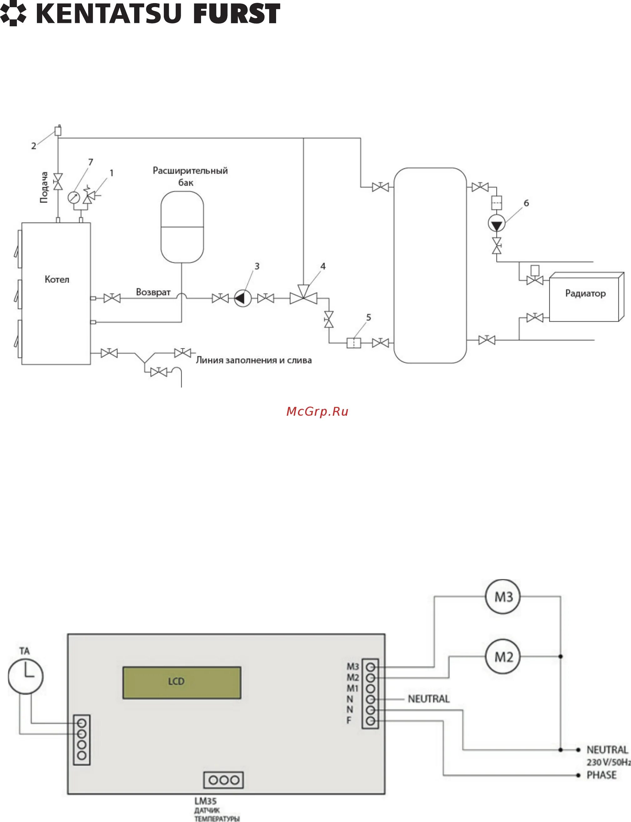 Подключение котла кентатсу Kentatsu Furst Vulkan SR-25 12/16 Схема электрических подключений