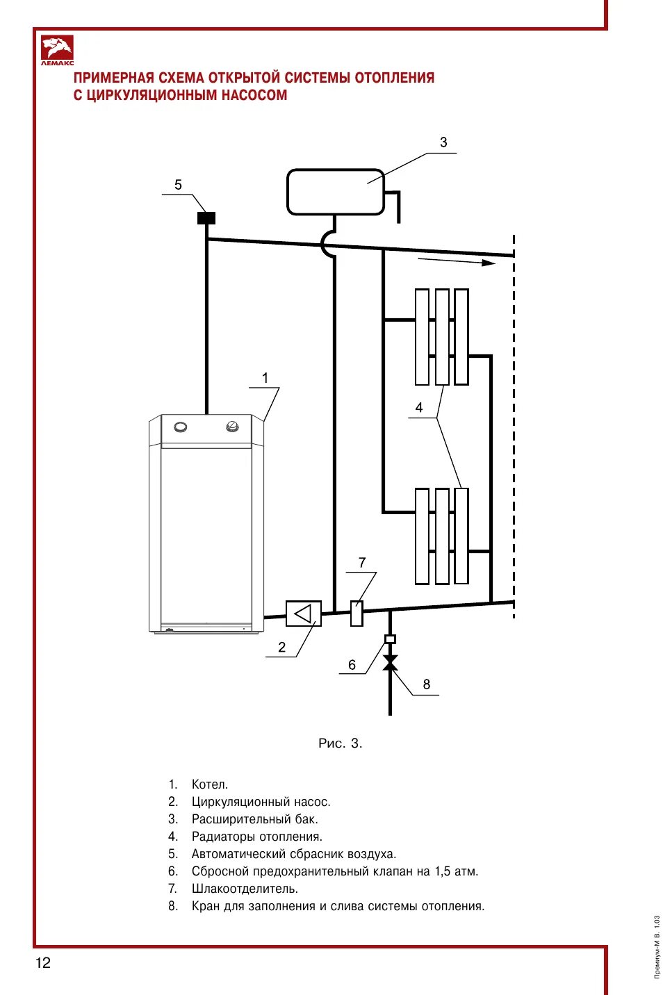 Подключение котла лемакс к системе отопления Инструкция по эксплуатации Лемакс Премиум Страница 12 / 24