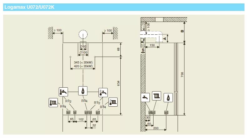 Подключение котла logamax u072 Buderus Котел настенный одноконтурный Logamax U072-24