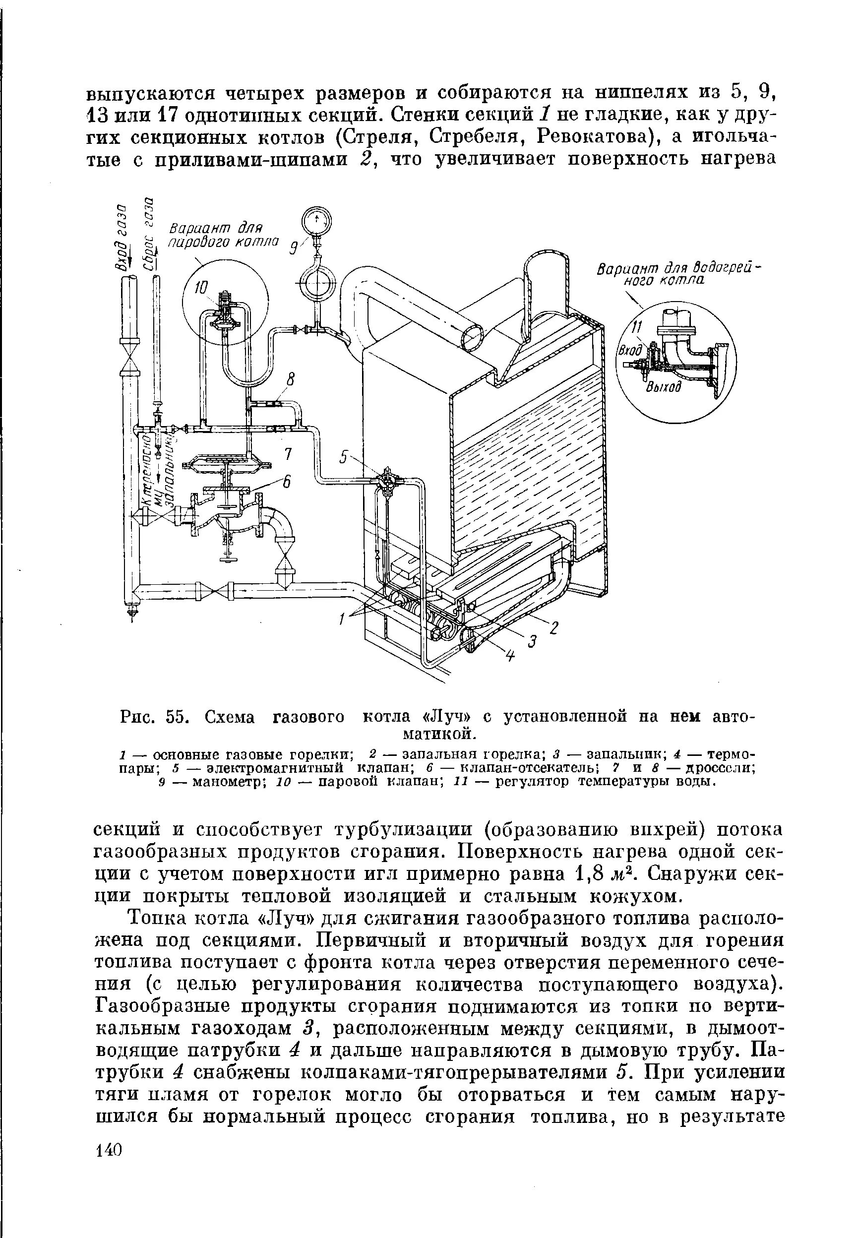 Подключение котла луч Схема газового котла Луч с установленной на нем автоматикой. - Энциклопедия по м