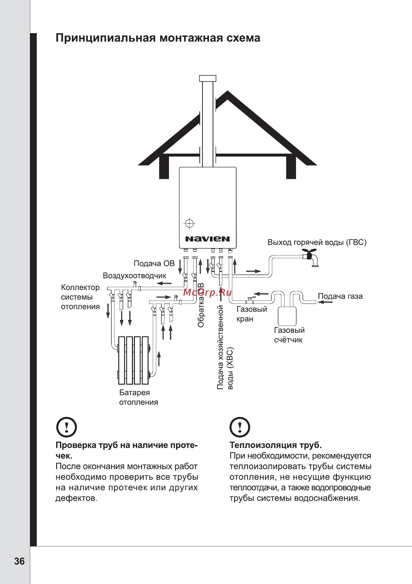 Подключение котла navien ace Navien Ace 16AN Руководство пользователя онлайн 36/52 187514