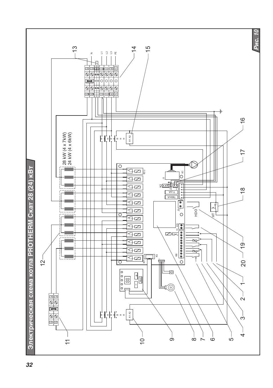 Подключение котла протерм 12 квт Рис. 10 Инструкция по эксплуатации PROTHERM Скат Страница 32 / 40