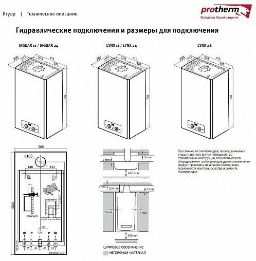 Подключение котла протерм ягуар Конвекционный газовый котел Protherm Ягуар 11 JTV, 11 кВт, двухконтурный - купит