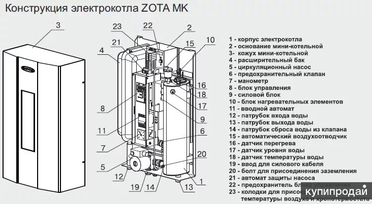 Подключение котла zota 9 квт Миникотельная Зота МК 9 кВт. - 90 кв.м. в Красноярске