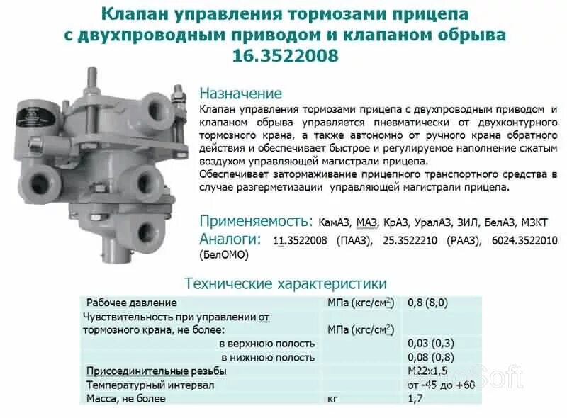 Подключение кутп 2 Клапан управления тормозами прицепа с двухпроводным приводом и клапаном обрыва 1