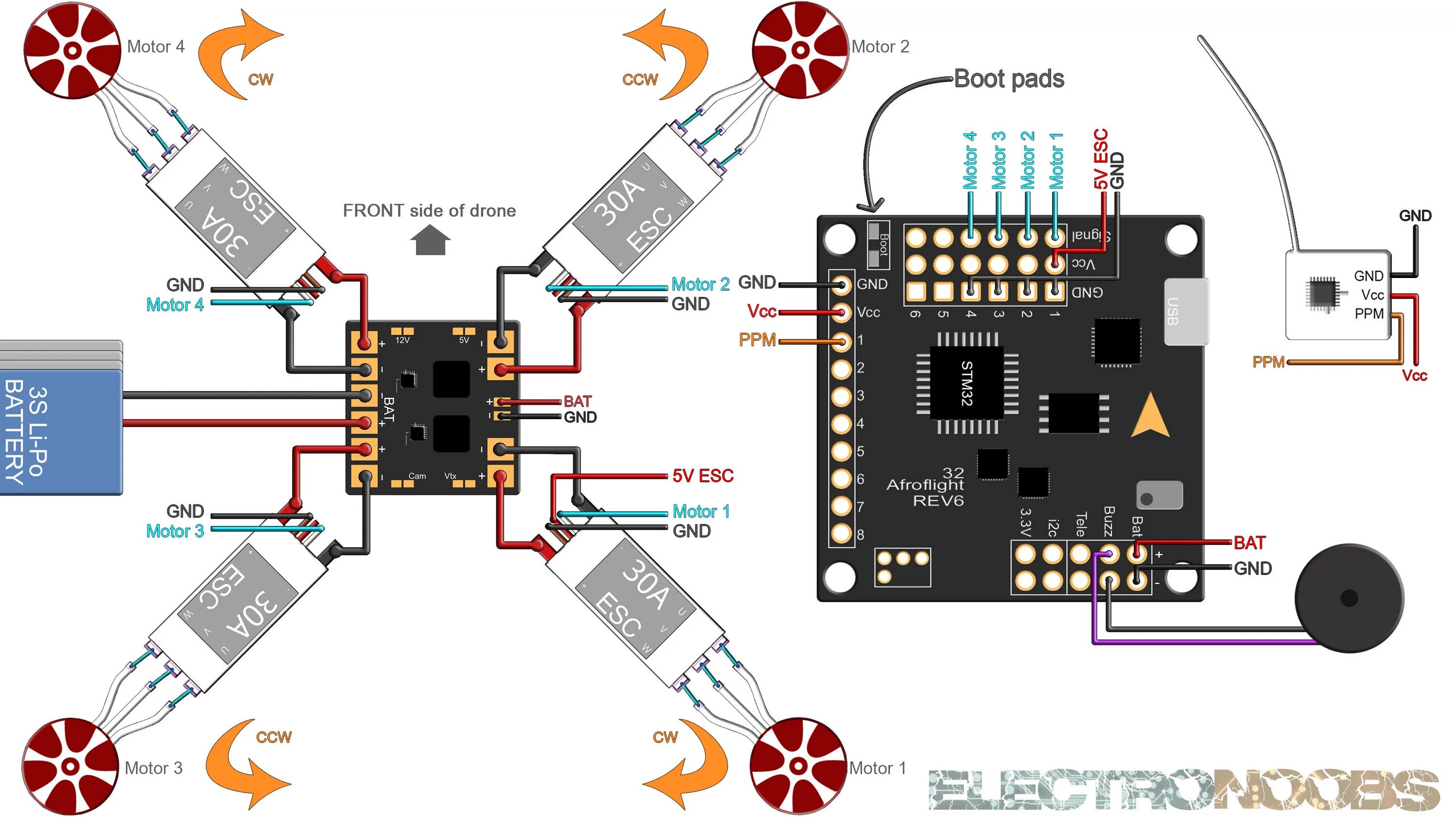 Подключение квадрокоптера к телефону Naze32 PPM schematic drone flight controller ebay