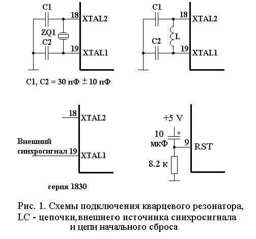 Подключение кварцевого генератора 1.1.9. Порты мк51