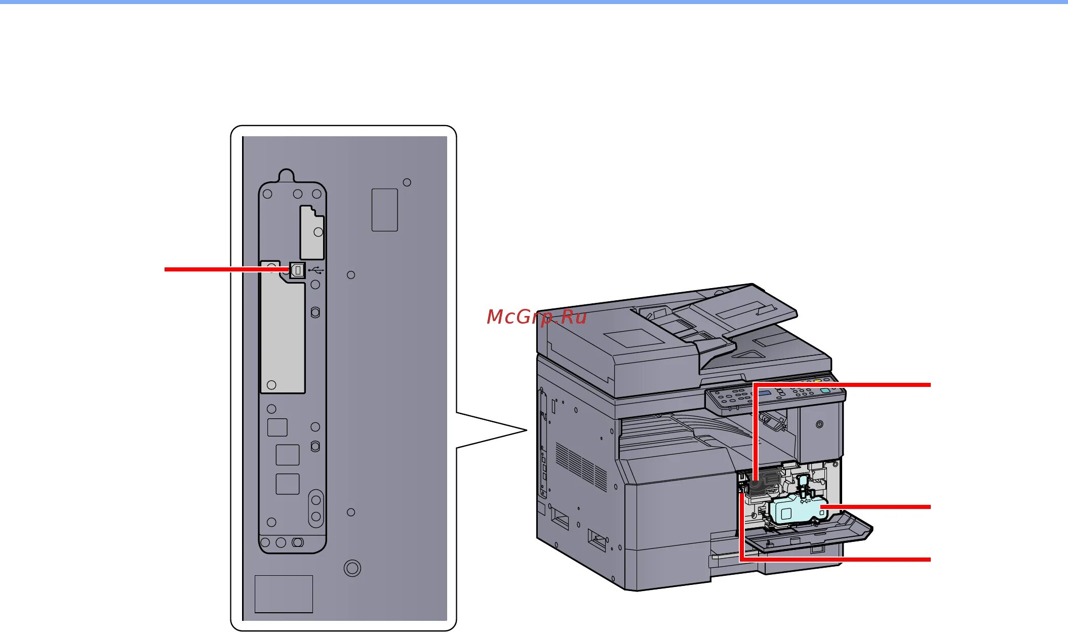 Подключение kyocera к компьютеру Kyocera TASKalfa 1800 1102NC3NL0 31/221 Разъемы/внутренние компоненты