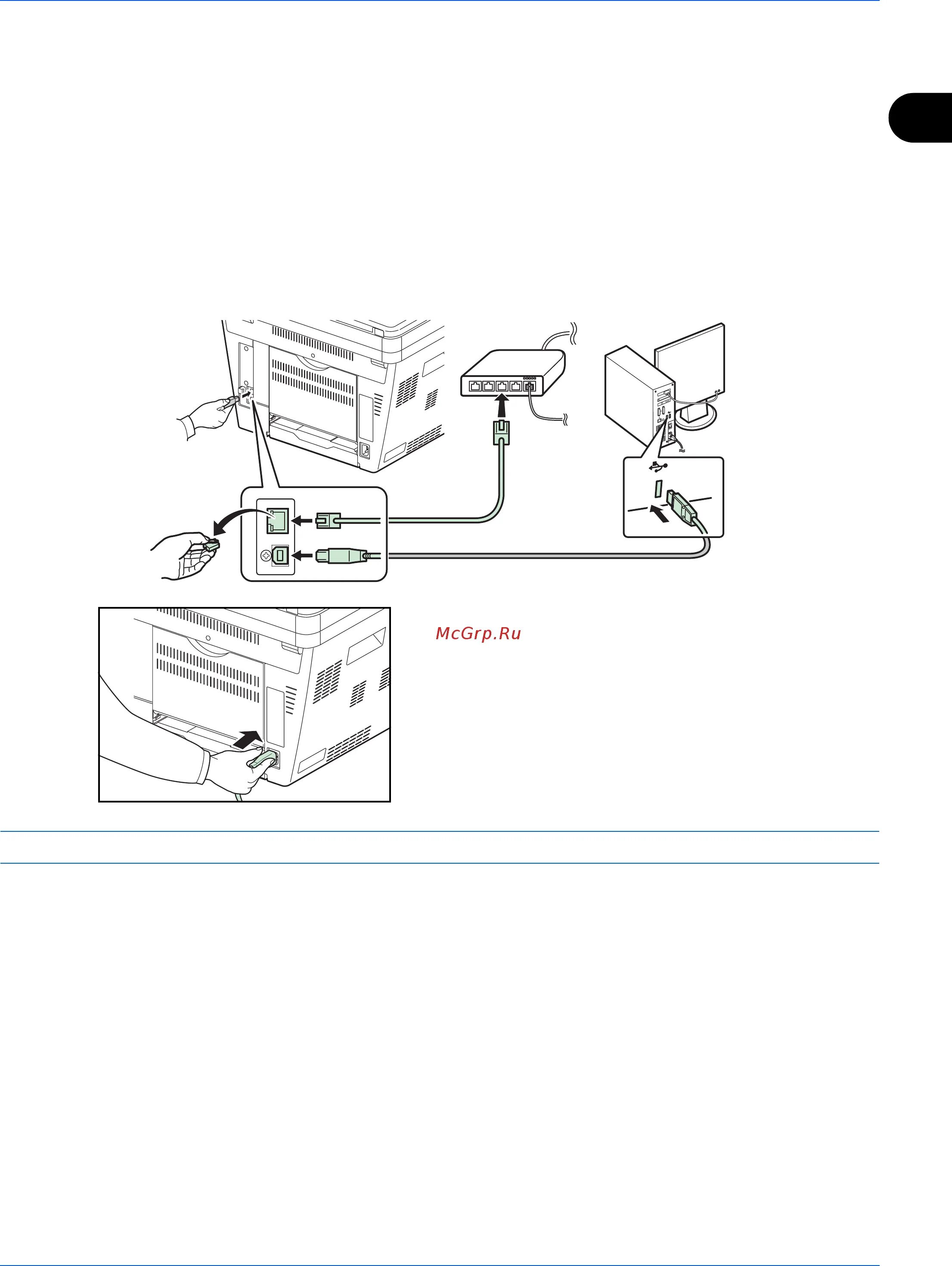 Подключение kyocera к компьютеру Kyocera ECOSYS M2035dn 36/170 Подсоединение кабелей