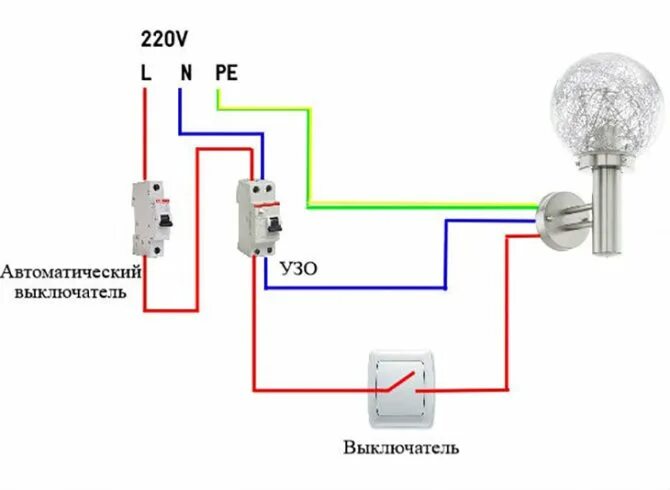 Подключение лампочки через автомат Установка бра: как подключить бра с шнурком, без проводов, схема подключения и м