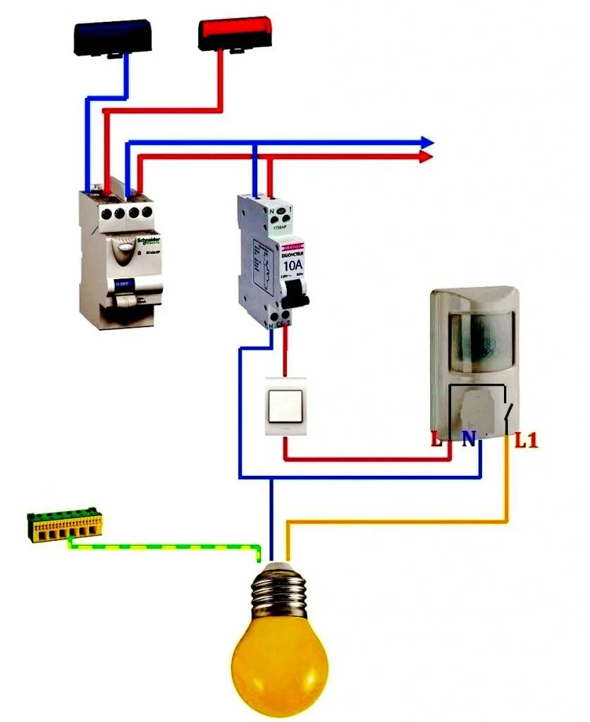 Подключение лампочки через автомат Картинки АВТОМАТИЧЕСКИЙ ВЫКЛЮЧАТЕЛЬ НА ОСВЕЩЕНИЕ