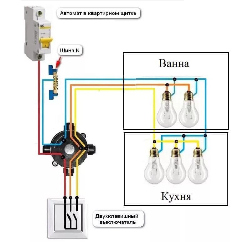 Подключение лампочки через автомат Подключение светильника через выключатель фото - DelaDom.ru