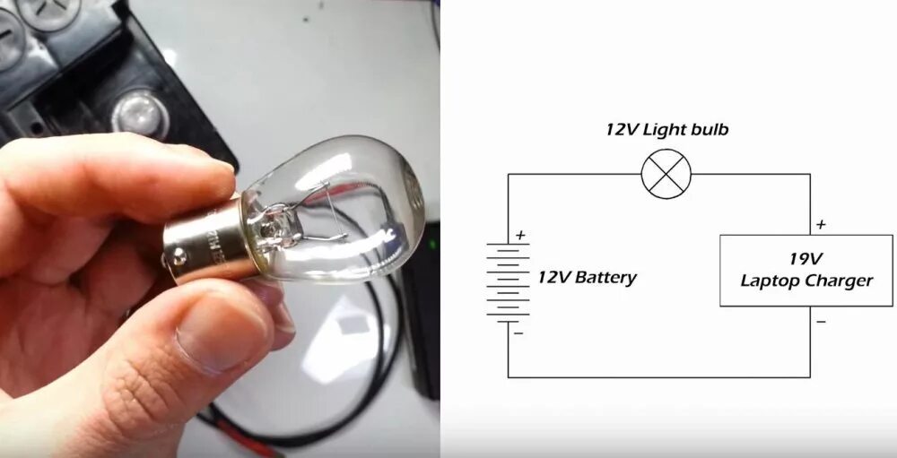 Подключение лампочки к аккумулятору Как зарядить аккумулятор автомобиля блоком питания ноутбука Сделай сам своими ру