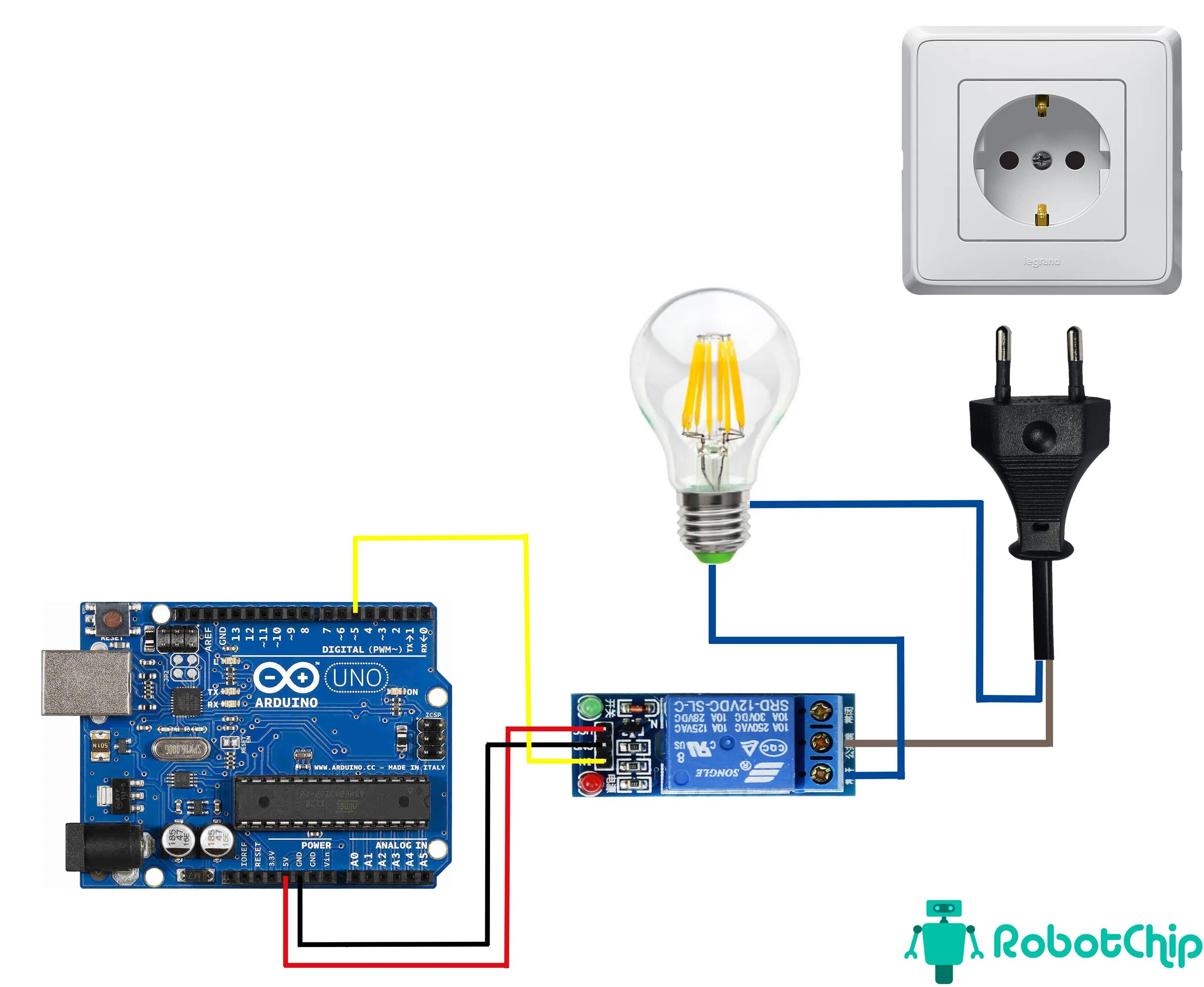 Подключение лампочки к ардуино Обзор модуля реле 1-о канальный - RobotChip