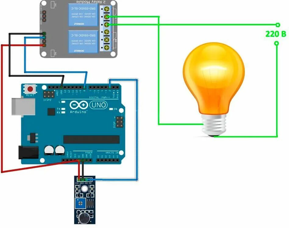 Подключение лампочки к ардуино Датчик уровня звука: описание, подключение, схема, характеристики ВИКИ