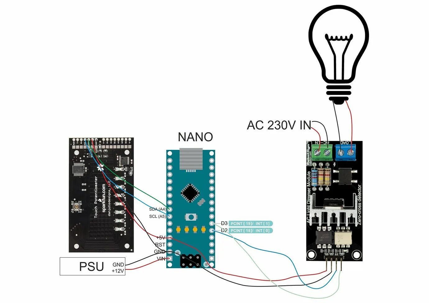 Подключение лампочки к ардуино Code for AC Dimmer with Touch POT - Home Automation - Arduino Forum