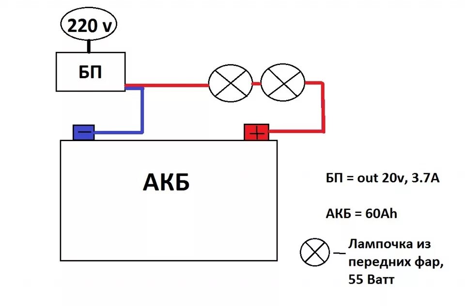 Подключение лампочки к зарядному устройству Заряжаем АКБ с помощью БП ноутбука и лампочки! - ЗАЗ Sens, 1,3 л, 2003 года свои