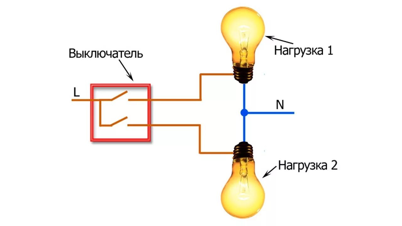 Подключение лампочки с двух разных мест Как подключить двойной выключатель - YouTube