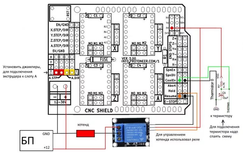 Подключение лазерного станка к компьютеру помогите с подключением хотенда и термистора Аппаратная платформа Arduino