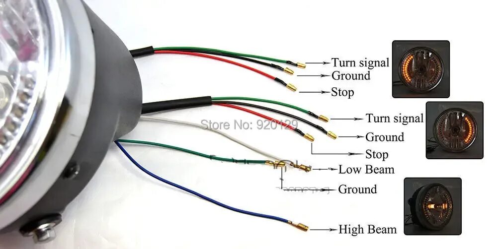 Подключение led фары на мопед альфа Светодиодная мотоциклетная фара H4, дальний/ближний свет, 7 дюймов, 35 Вт, повор