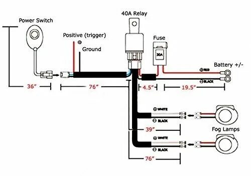 Подключение лед фары на мотоцикл Prewired LED Lights 40A 12V Power Switch & Relay Wiring Harness Kit LIGHT WI