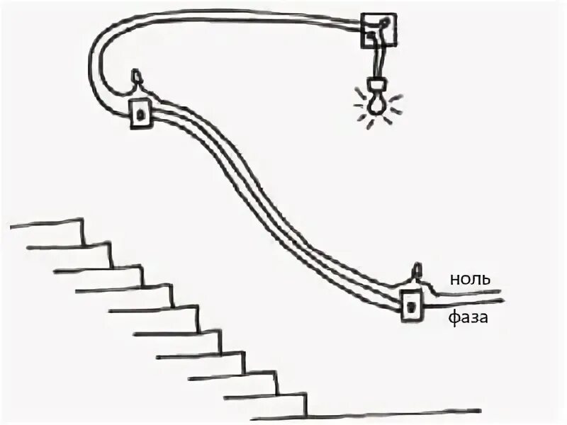 Подключение лесенка правильное Схема освещения с двумя выключателями (проходной выключатель). в 2023 г Электроп