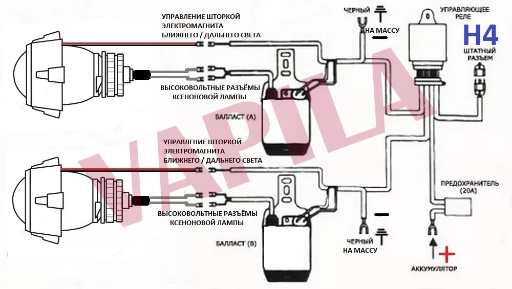 Подключение линз в фары Би-ксеноновые линзы Koito Q5 3.0' H4 в штатные фары ауди 80 б3 - Audi 80 (B3), 1