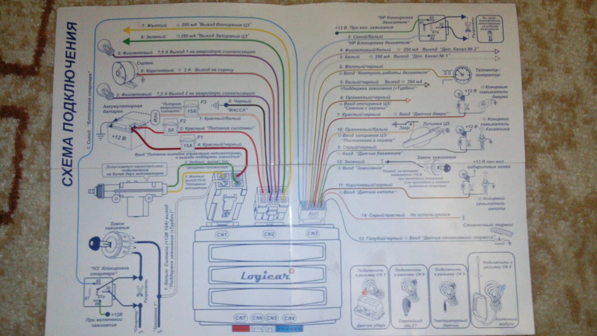 Подключение логикар 1 "Нюра, подай голос!" Установка сигнализации. Монтаж и принципиальные схемы - Dae