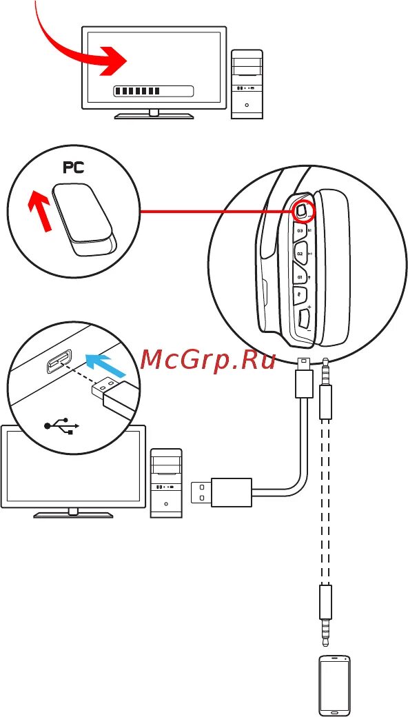 Подключение logitech g435 к компьютеру Logitech G635 (981-000750) 126/283 Подключение к пк в режиме подключения к пк