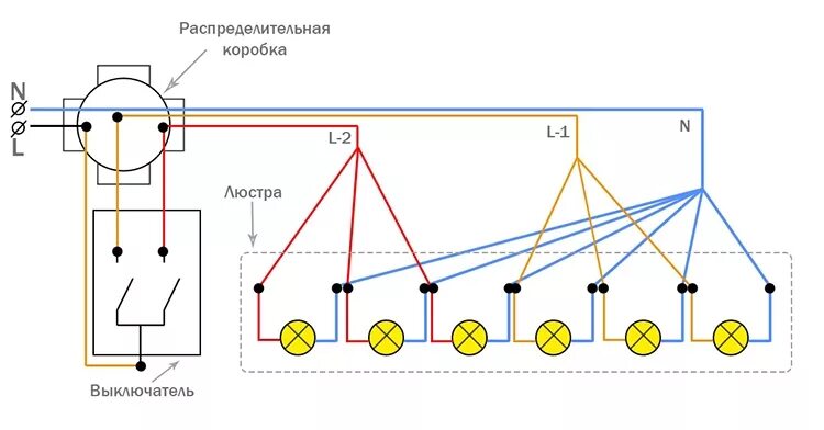 Подключение люстры к двухклавишному выключателю 3 провода Как подключить люстру своими руками