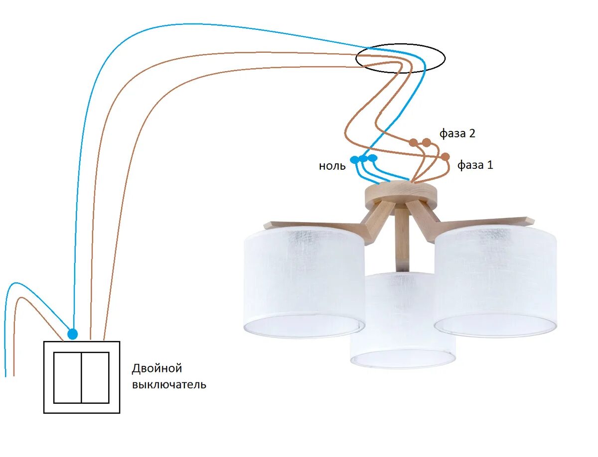 Подключение люстры с двойным выключателем 4 Как подключить люстру самому за 30 минут: инструкция с фото Электрика для всех Д