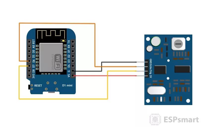 Подключение m 2 Подключение влагозащищенного датчика расстояния JSN-SR04T к ESP8266 " ESPsmart -