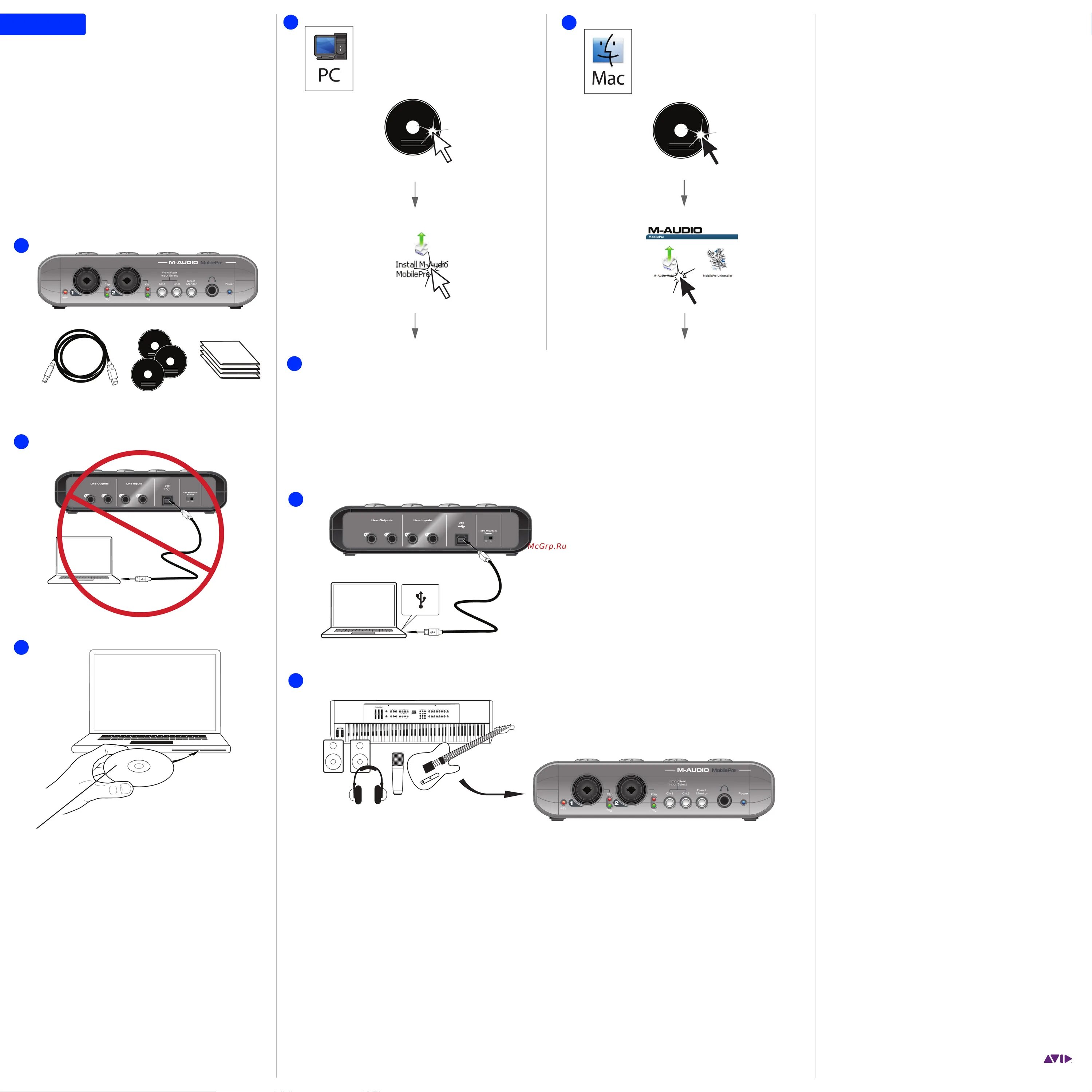 Подключение m pencil 3 M-Audio MobilePre (2nd gen) Краткое руководство онлайн