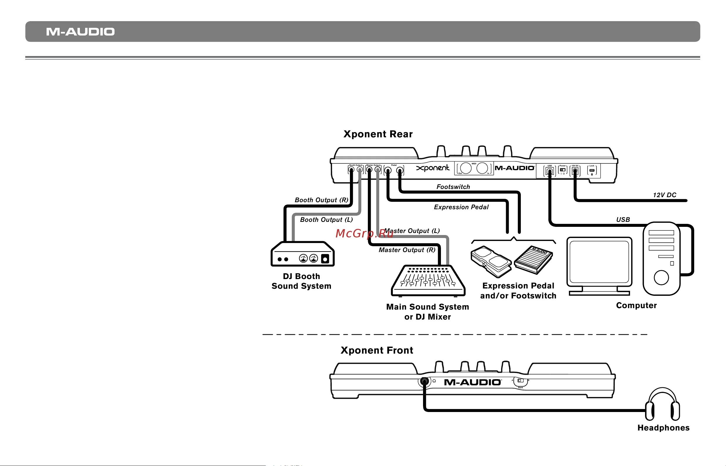 Подключение m pencil 3 M-Audio Xponent 6/10 Connection diagram