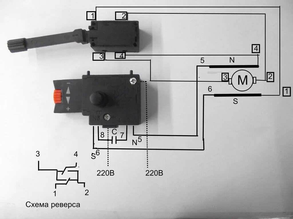 Подключение m pencil 3 Кнопка выключатель БУЭ дрели с реверсом электроинструмент ремонт купить