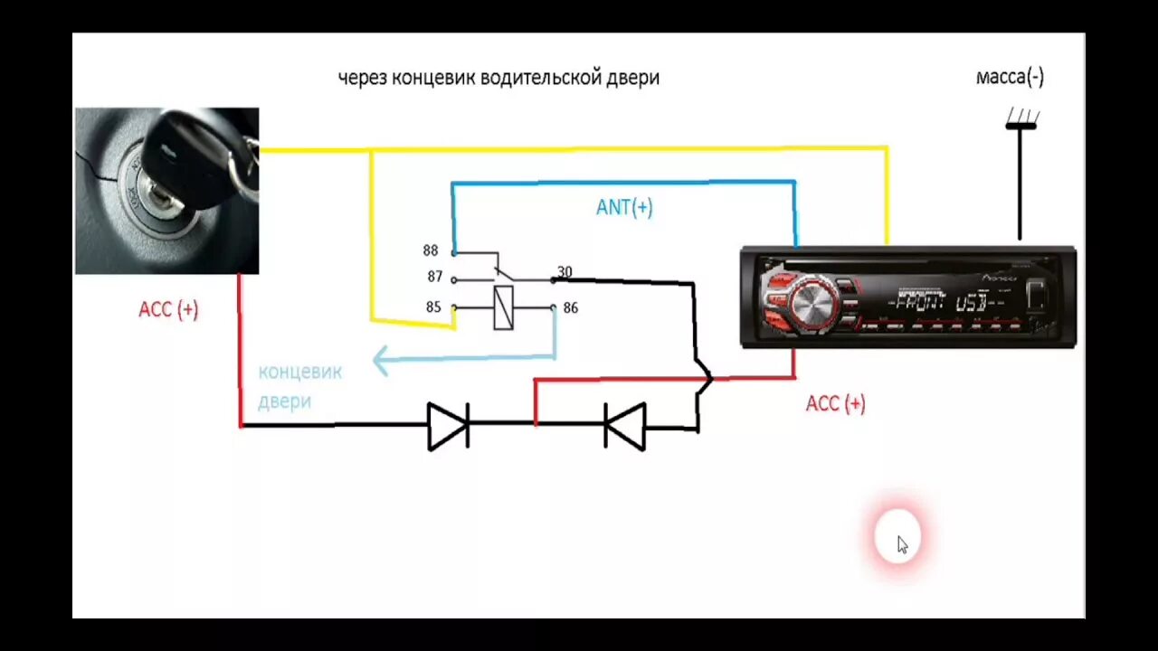 Подключение магнитофона через замок зажигания Как сделать чтоб магнитола работала: найдено 88 изображений