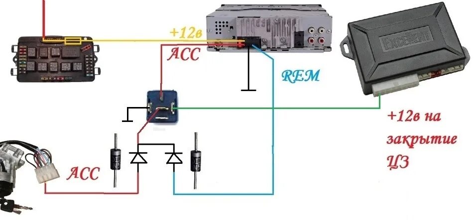 Подключение магнитолы 2115 схема Подключение магнитолы (отключение с брелка) - Daewoo Lanos, 1,5 л, 2008 года сво