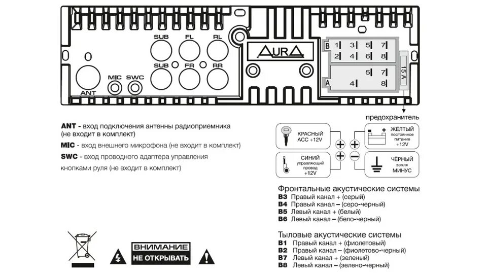 Подключение магнитолы аура веном Инстркуция по эксплуатации автомагнитолы AURA АМН-600ВТ Техника WB Guru